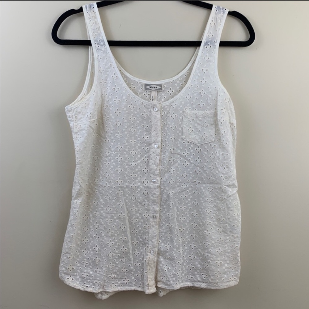 Kirra Cream Floral Embroidered Tank